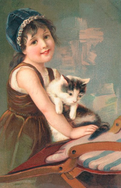 Mladá dívka pózuje s kočkou od English School