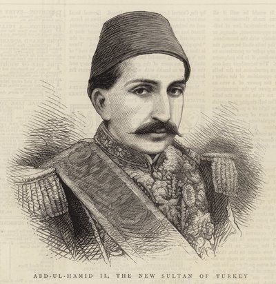 Abd-ul-Hamid II, nový turecký sultán (rytina) od English School
