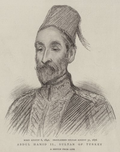 Abdul Hamid II, sultán Turecka (rytina) od English School