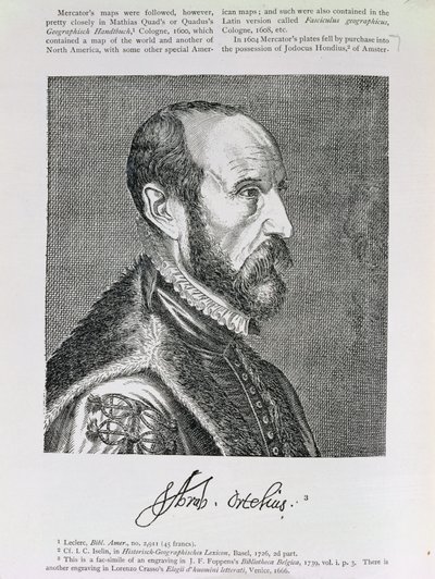 Abraham Ortelius (1527-98), ilustrace ze IV. dílu "Narrative and Critical History of America", 1886. od English School