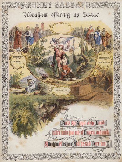 Abraham obětuje Izáka (barevná rytina) od English School
