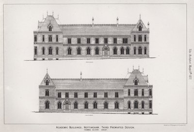 Academic Buildings, Nottingham, Third Premiated Design (rytina) od English School