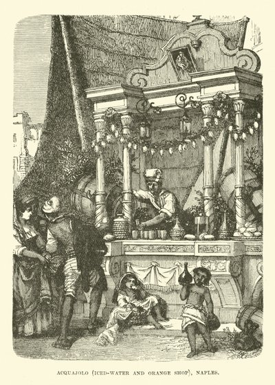 Acquajolo, obchod s ledovou vodou a pomeranči, Neapol od English School