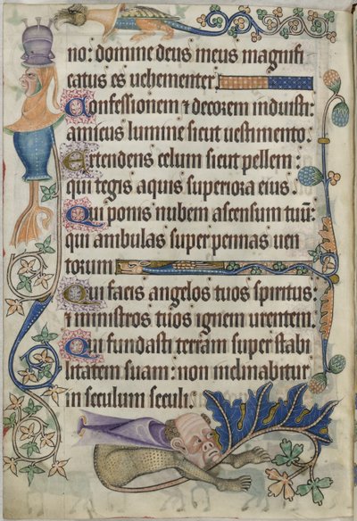 Přidat. 42130, f.182v Žalm 103, s groteskami, z 