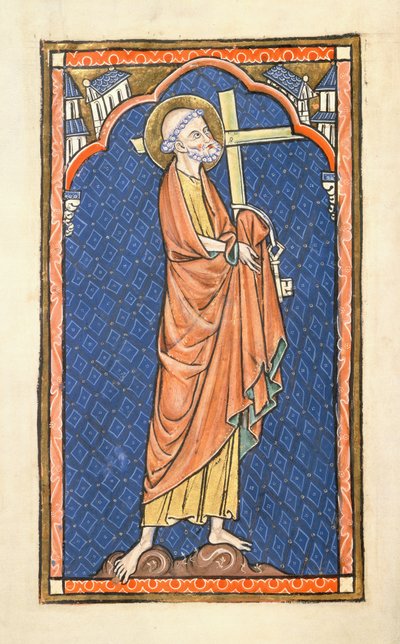 Přidejte 50 000 f.7v St. Peter, z Oscott Psalter, c.1270 (vellum) od English School