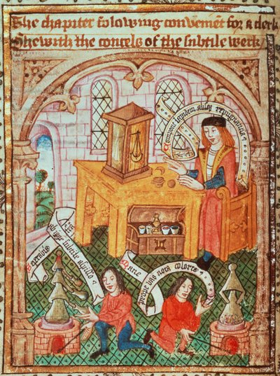 Přidejte MS 10302 f.37v mistr alchymie připravující ingredience z 