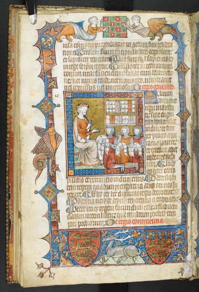 Přidejte MS 47680, f.17v, Král s rytíři a kožešinami, z 