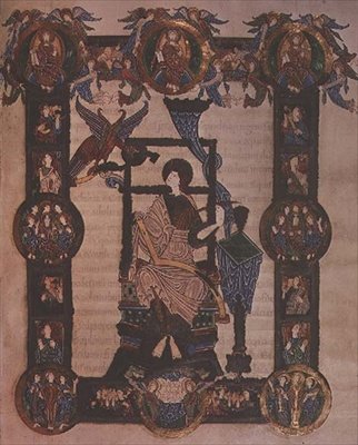 Dodatečné 34890, f.114v: St. John the Evangelist, from Grimbald Gospels, c.1020 (vellum) od English School