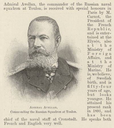 Admirál Avellan, velící ruské eskadře v Toulonu (rytina) od English School