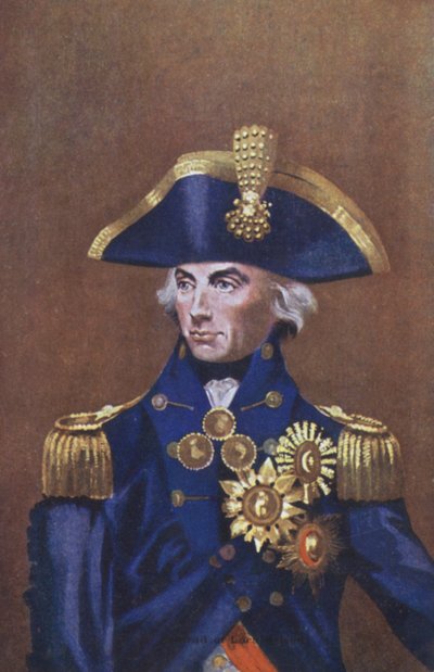 Admirál Lord Nelson, portrét (barevné lito) od English School