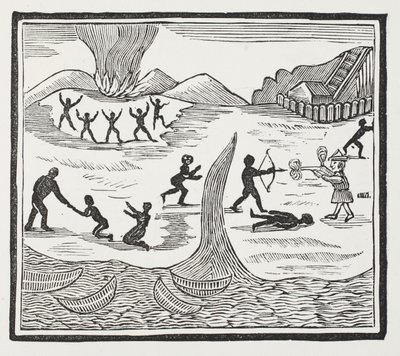 Příchod pátku, ilustrace z Chap-books of the Eighteenth Century od Johna Ashtona, hospoda. 1882 od English School