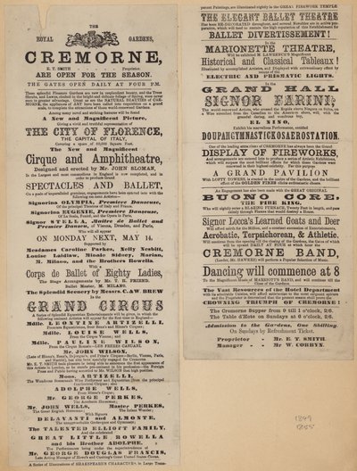 Reklama na Cremorne Gardens, Londýn od English School