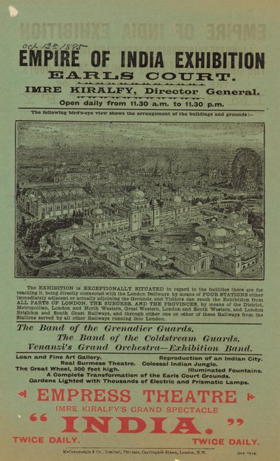 Reklama na výstavu Empire of India, Earls Court od English School