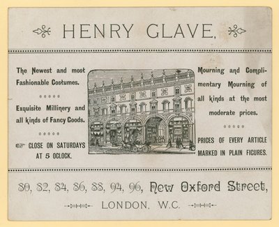 Reklama na Henry Glave, New Oxford Street, Londýn od English School