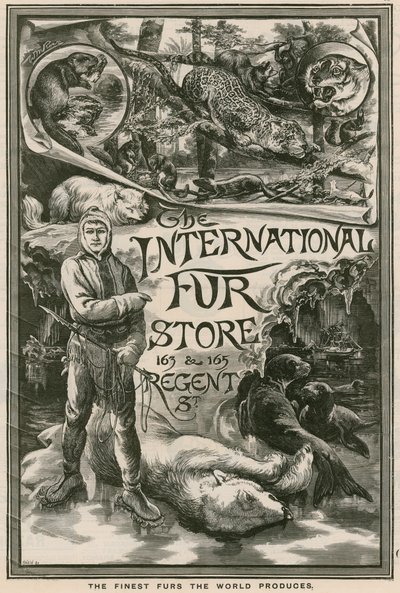 Reklama na The International Fur Store, 163 & 165 Regent Street, Londýn od English School