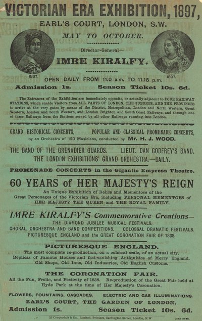 Reklama na výstavu viktoriánské éry, 1897, v Earls Court od English School