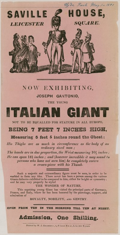 Reklama na vzhled Josepha Gantonia, mladého italského obra od English School