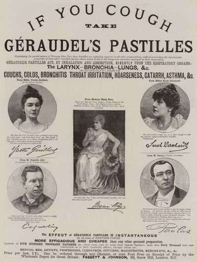 Reklama, Geraudelovy pastilky (rytina) od English School