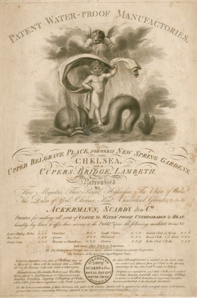 Reklama pro Ackermann, Stardy & Co., Patent Water-Proof Manufactory od English School