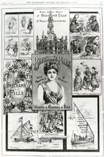 Reklama na Beechams Pills, Rosebud of Health, 1890 od English School