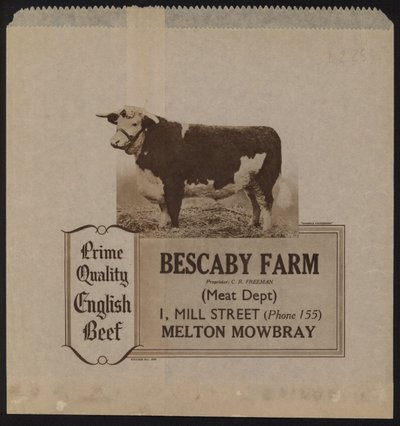 Reklama na Bescaby Farm hovězí maso od English School
