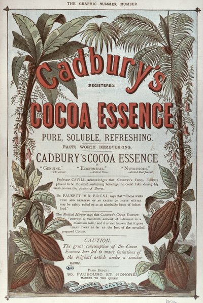 Reklama na Cadburys Cocoa Essence, z The Graphic, 1878 od English School
