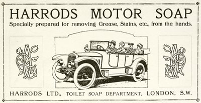Reklama na motorové mýdlo Harrods (litho) od English School
