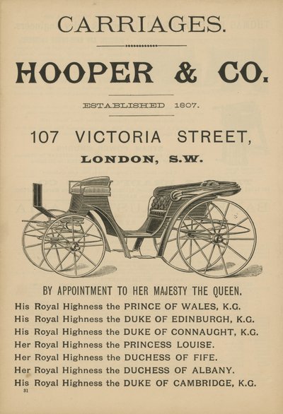 Inzerát na kočárky Hooper & Co od English School