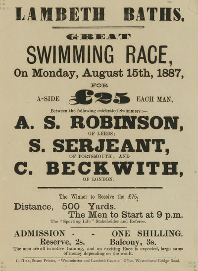 Reklama na Lambeth Baths od English School