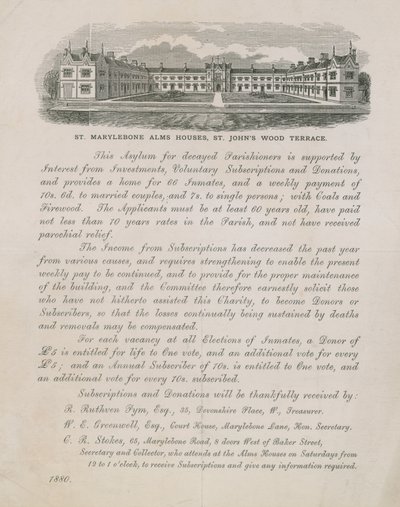 Reklama na St Marylebone Alms Houses od English School