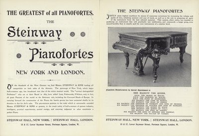 Reklama na klavíry Steinway od English School
