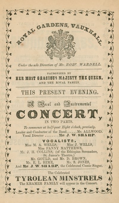 Reklama pro Vauxhall Gardens, Londýn od English School