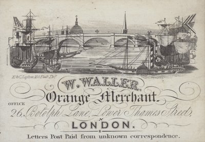 Reklama pro W Waller, Orange Merchant, Londýn (litho) od English School