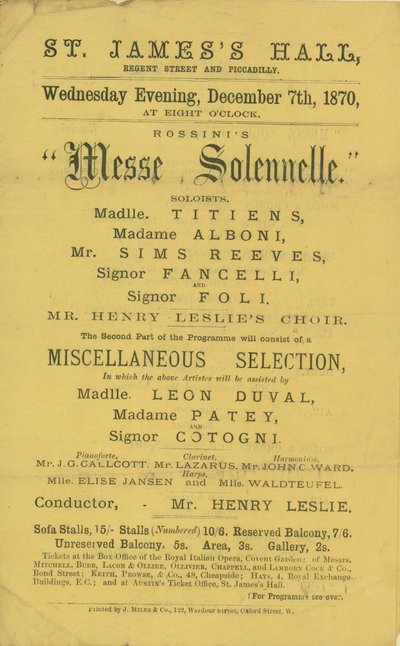 Reklama na inscenaci Rossinis Messe Solennelle od English School