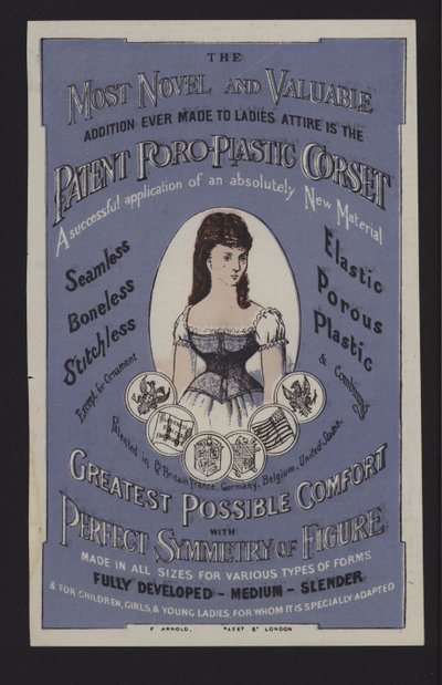 Reklama na patentový korzet Poro-Plastic (barva litho) od English School