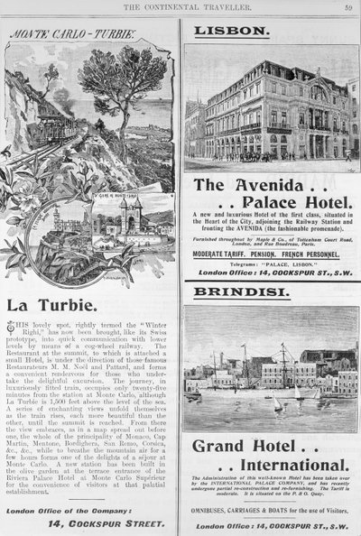 Reklamy na restauraci La Turbie, The Avenida Palace Hotel a Grand Hotel International, ze strany 59 z 