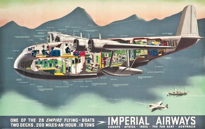 Reklamní plakát pro „Létající čluny“ Imperial Airways, 1937 od English School