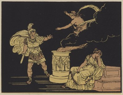 Aeneas a Helena (barevná litografie) od English School