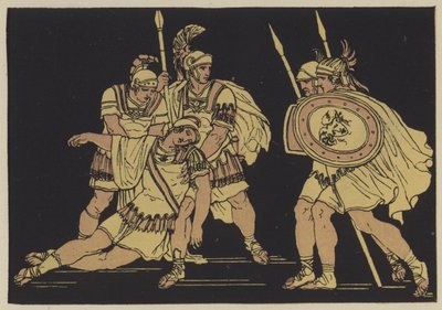 Aeneas a tělo Lausus (barva litho) od English School