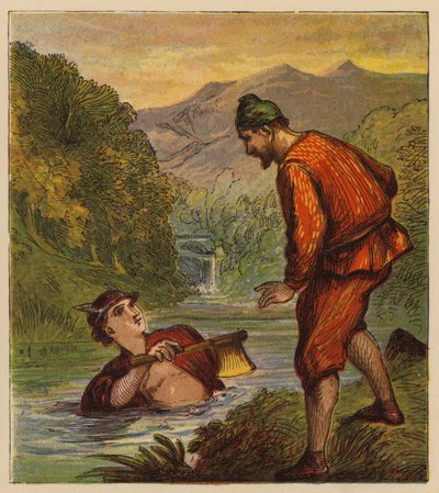 Ezopovy bajky: Merkur a dřevorubec (barevné lito) od English School