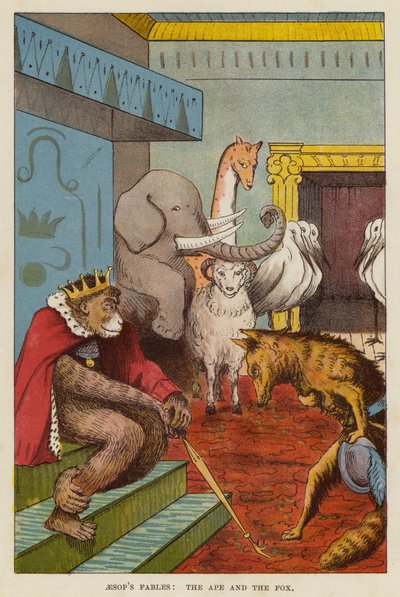 Ezopovy bajky: Opice a liška (chromolitho) od English School