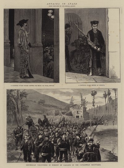 záležitosti ve Španělsku (rytina) od English School