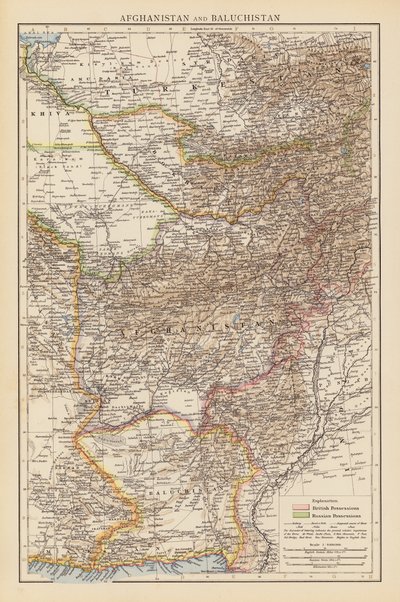 Afghánistán a Balúčistán (barevná litografie) od English School