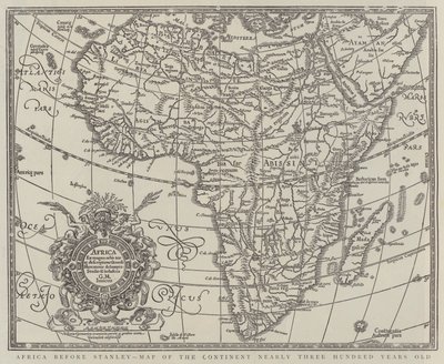 Afrika před Stanleyem, téměř tři sta let stará mapa kontinentu (rytina) od English School