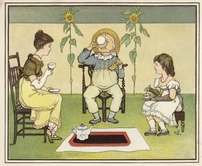 Odpolední čaj (barevná litografie) od English School