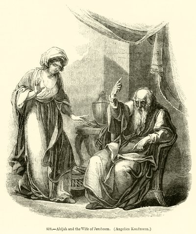 Ahijah a manželka Jeroboamova, Angelica Kaufmann (rytina) od English School