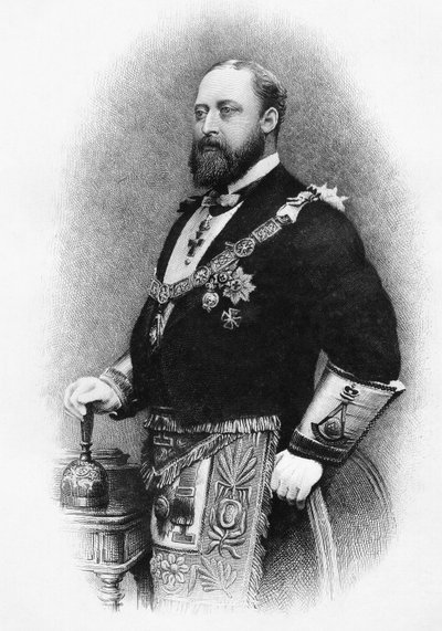 Albert Edward, princ z Walesu, z „Dějiny svobodného zednářství, svazek I“, vydané Thomasem C. Jackem, Londýn, 1883 od English School