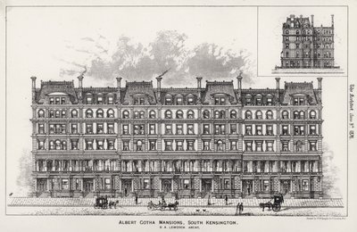 Albert Gotha Mansions, South Kensington (rytina) od English School