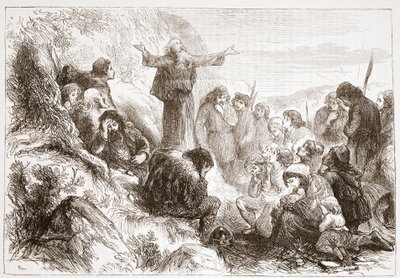 Albigenští věřící na břehu Rhony, ilustrace z Historie protestantismu od Jamese Aitkena Wylie (1808-1890), hospoda. 1878 od English School
