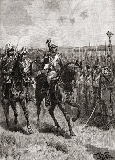 Alexander II Ruska přezkoumává svou armádu v Sebastopolu během krymské války od English School
